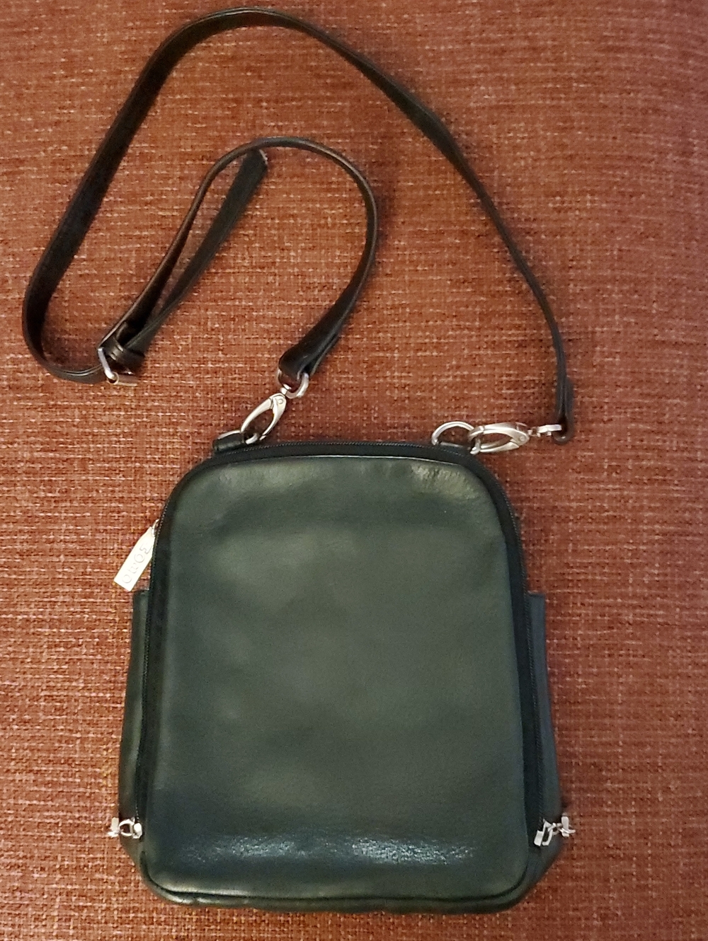 HOBO Vintage Black Leather 3 Compartment Crossbody Bag with Silver Hardware 9x7